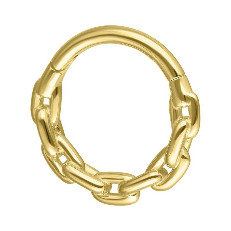 14K Yellow Gold Chain Clicker Ring 1.2 x 10MM