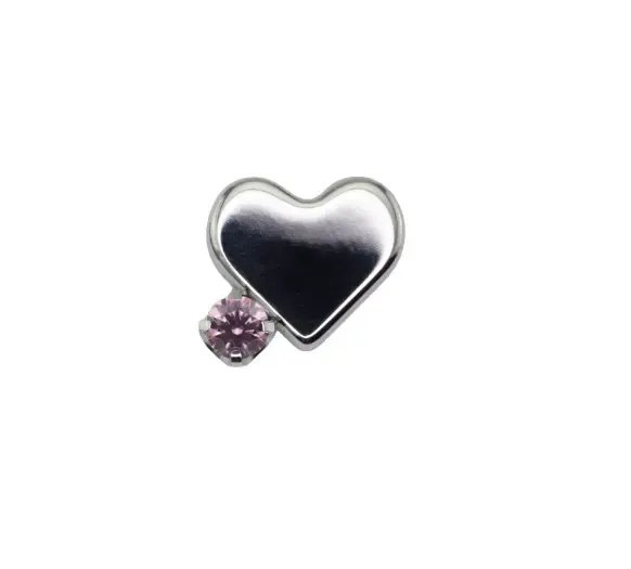 Canasteel Threadless Sweatheart Left 3 mm - Pink CZ Canasteel Threadless Sweatheart Left 3 mm - Pink CZ