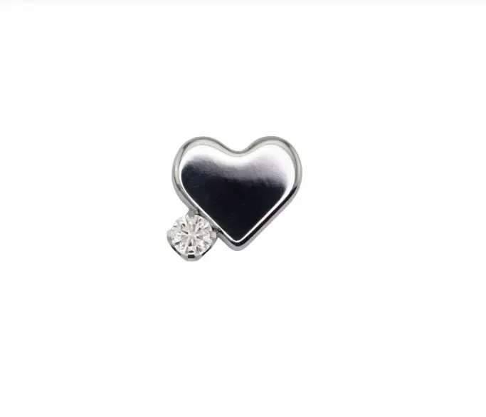 Canasteel Threadless Sweatheart Left 3 mm - White CZ Canasteel Threadless Sweatheart Left 3 mm - White CZ