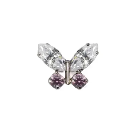 Canasteel - Titanium Threadless End - Mini Papillon -White/Pink