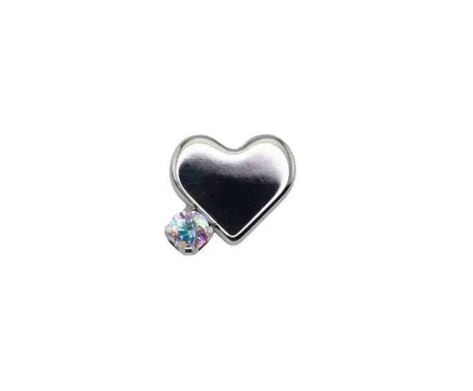 Canasteel Threadless Sweatheart Left 3 mm - Rainbow CZ Canasteel Threadless Sweatheart Left 3 mm - Rainbow CZ