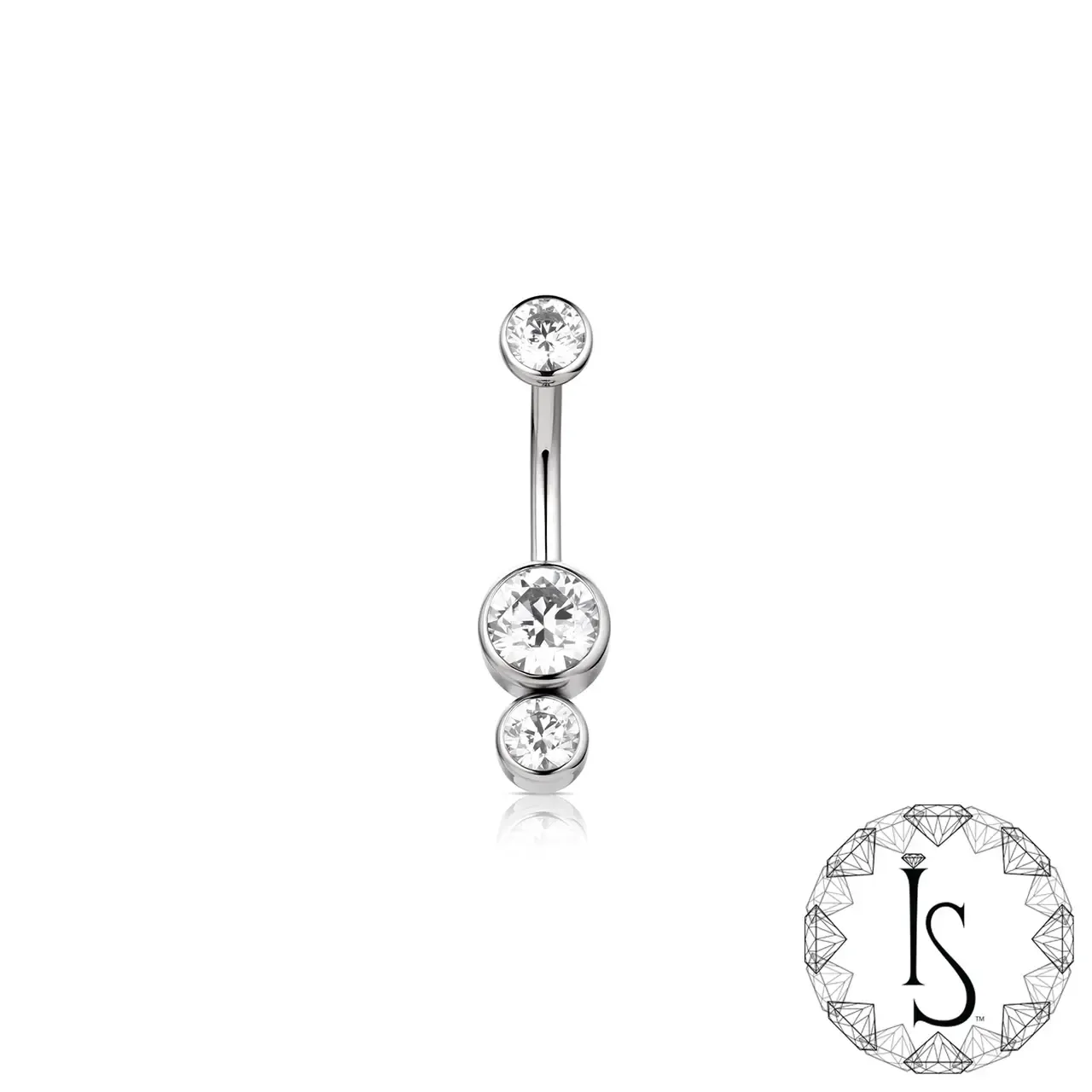 Industrial Strength Titanium Gemini Curved Barbell - White CZ -