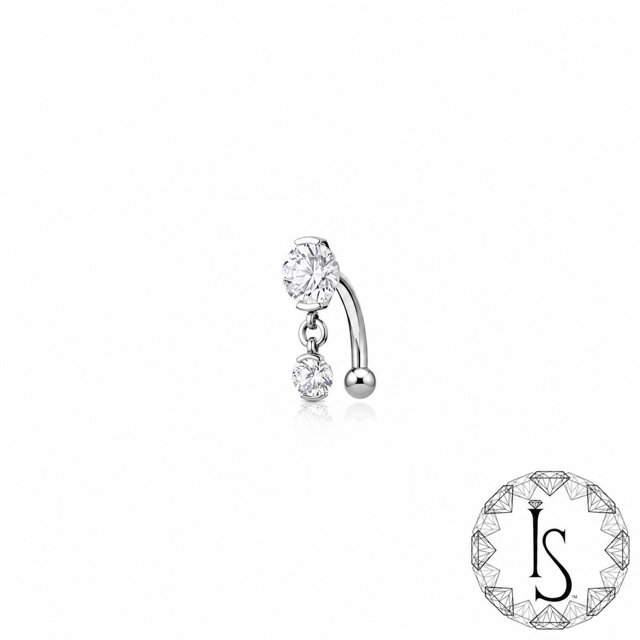 Industrial Strength Titanium Floating Curved Barbell - White CZ - Industrial Strength Titanium Floating Curved Barbell - White CZ -