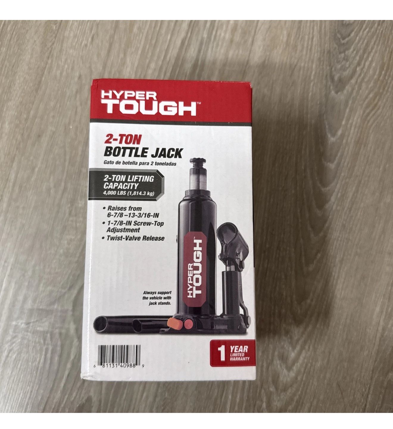 Hyper Touch Hydraulic Bottle Jack 2 Ton Capacity