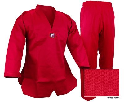 Taekwondo Uniform, Ribbed, Red