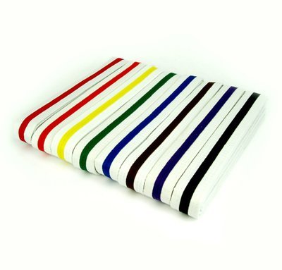 Single Striped Belts, White w/ Color Stripe