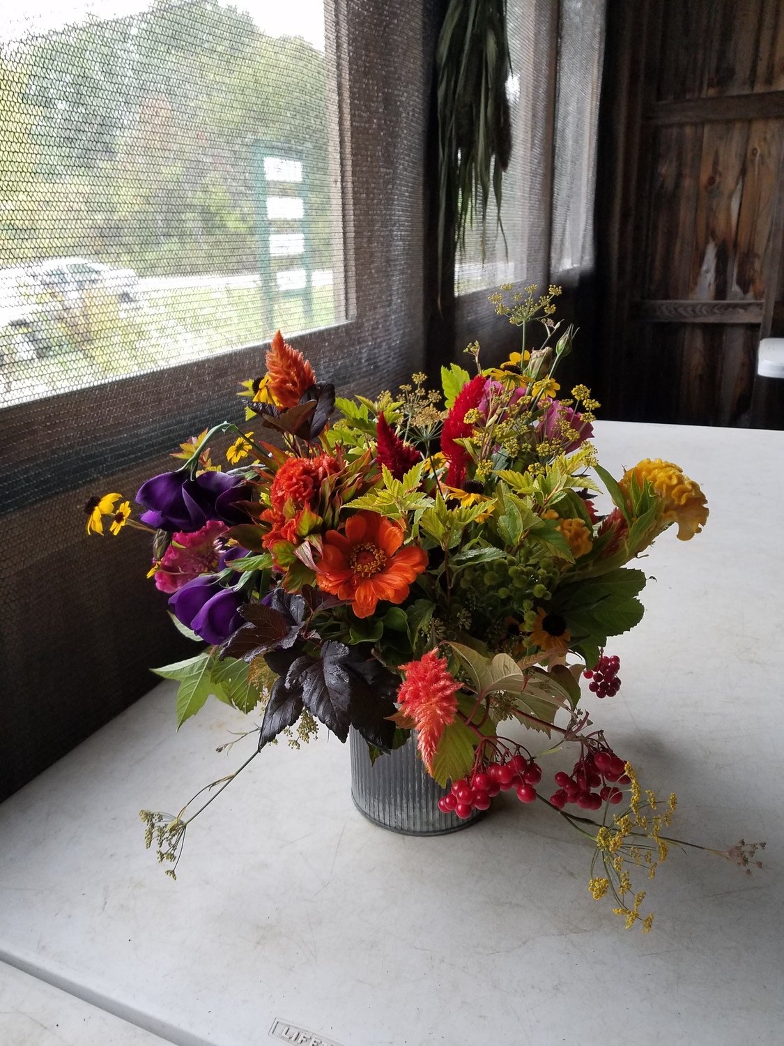 Seasonal Arrangement in metal pot