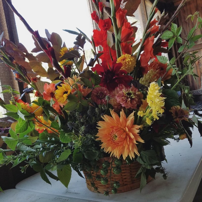 Memorial tribute in a basket