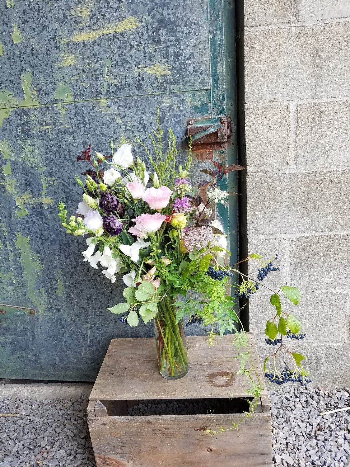 Seasonal Arrangement in a glass vase