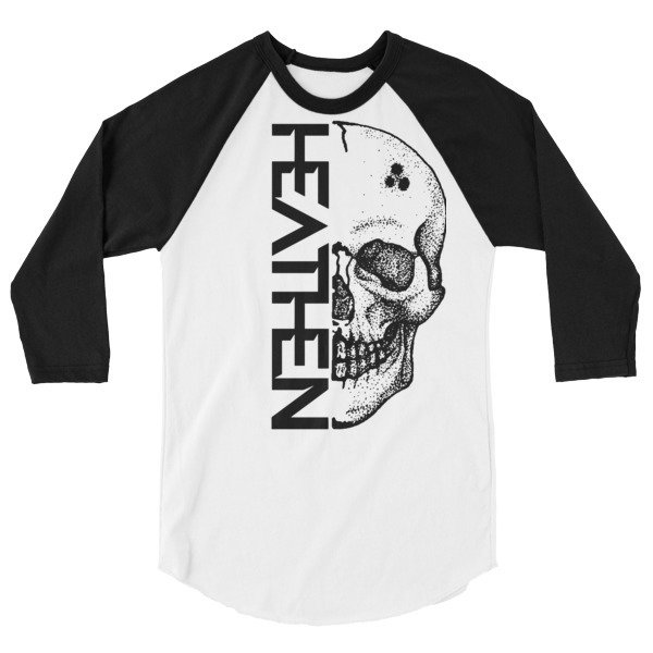 3/4 Sleeve Raglan Shirt, Color: White/Black, Size: XS