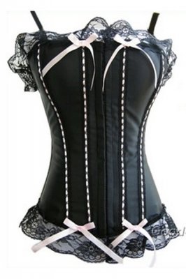 Lace Trim Lingerie Corset With Ribbon