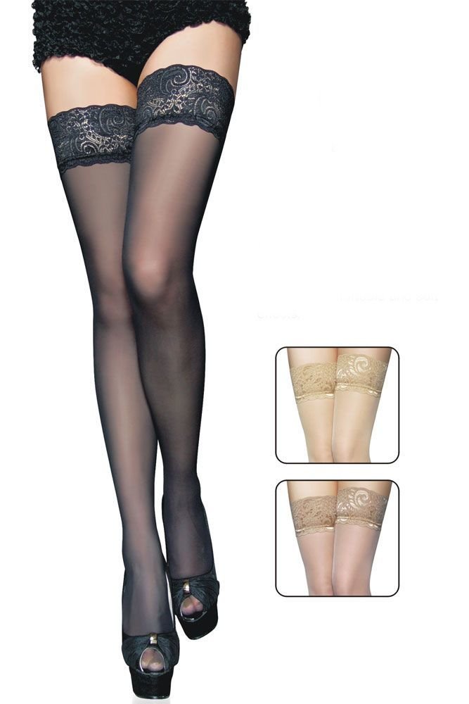 Black sheer thigh high stockings