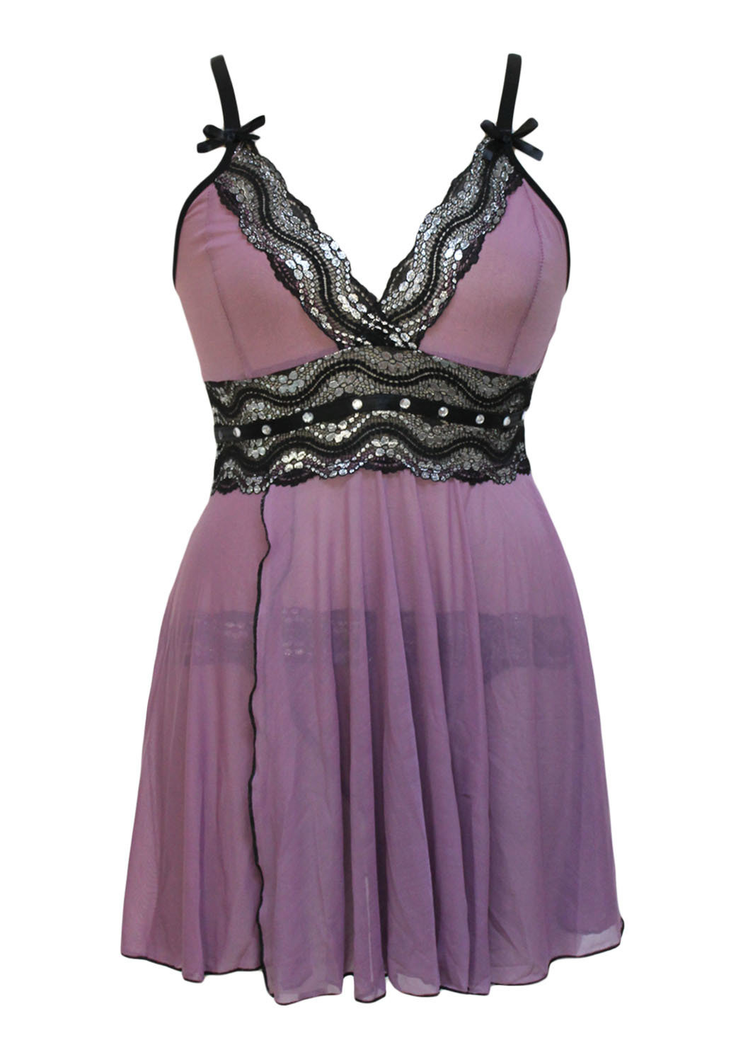 Plus Size Mesh and Metallic Lace