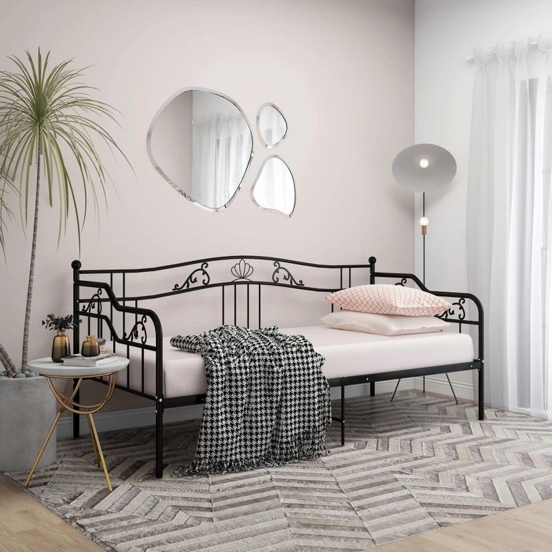 vidaXL Sofa Bed Frame without Mattress Black Metal 90x200 cm