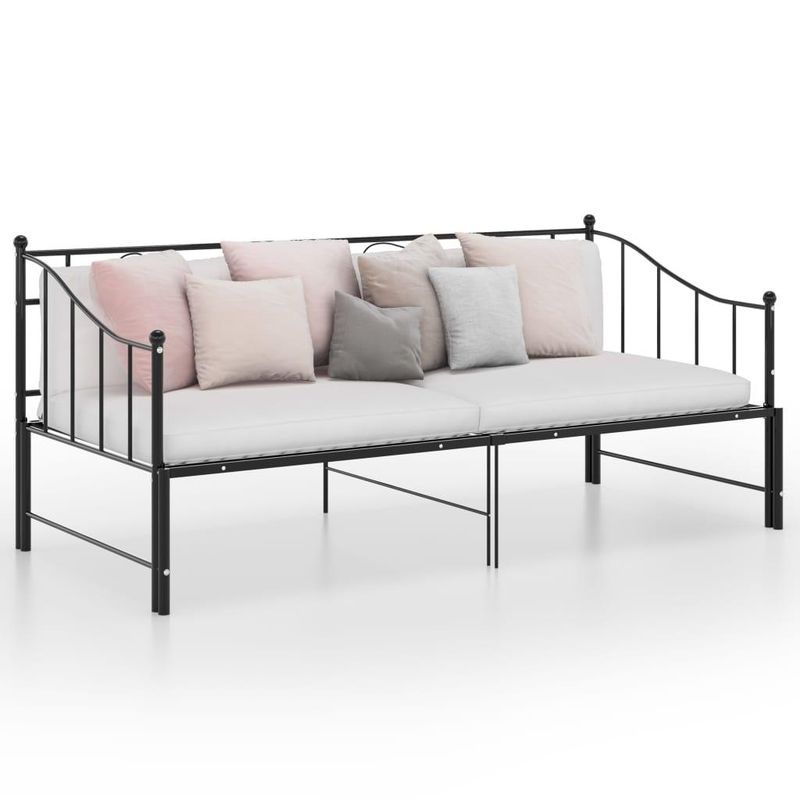 vidaXL Pull-out Sofa Bed Frame without Mattress Black Metal 90x200 cm