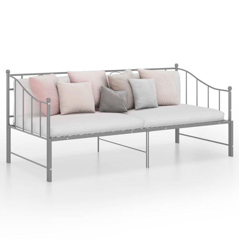 vidaXL Pull-out Sofa Bed Frame without Mattress Grey Metal 90x200 cm