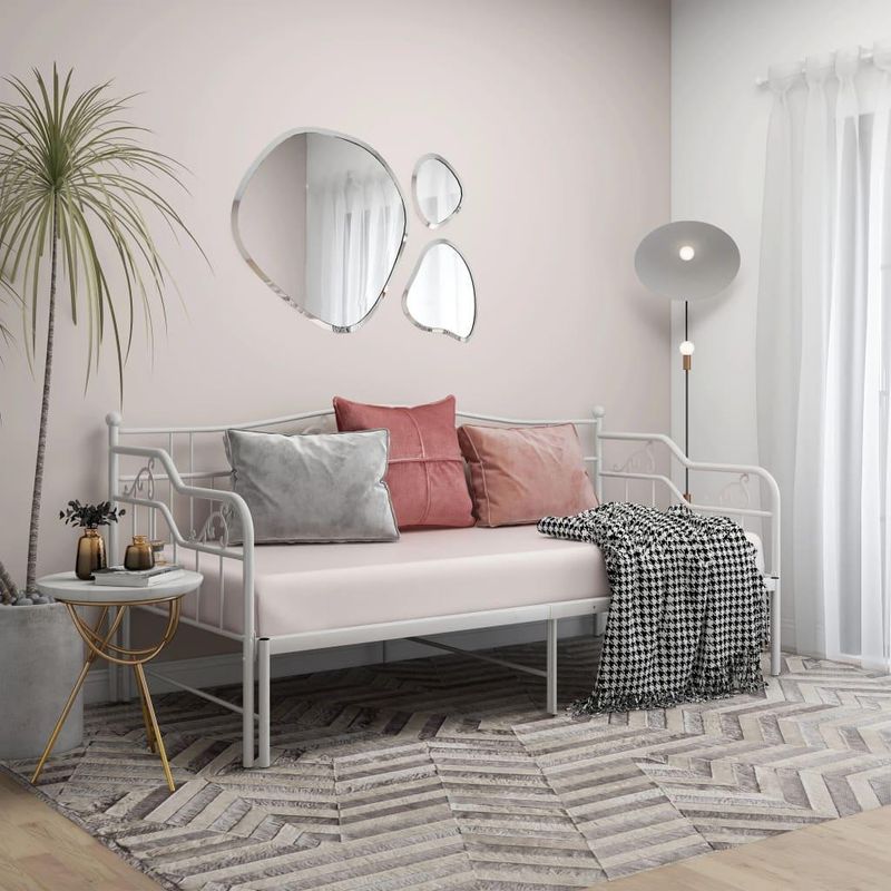 vidaXL Pull-out Sofa Bed Frame without Mattress White Metal 90x200 cm