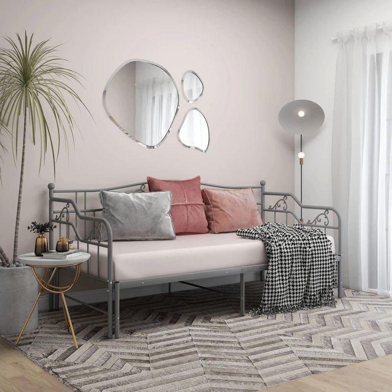 vidaXL Pull-out Sofa Bed Frame without Mattress Grey Metal 90x200 cm