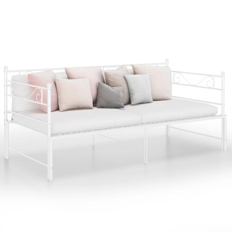 vidaXL Pull-out Sofa Bed Frame without Mattress White Metal 90x200 cm