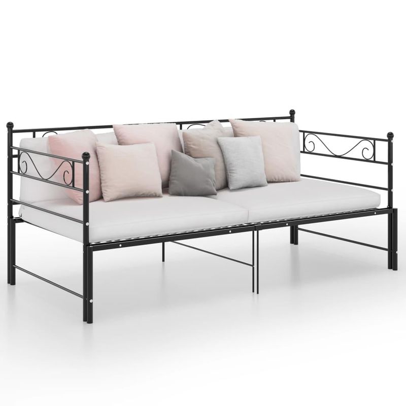 vidaXL Pull-out Sofa Bed Frame without Mattress Black Metal 90x200 cm