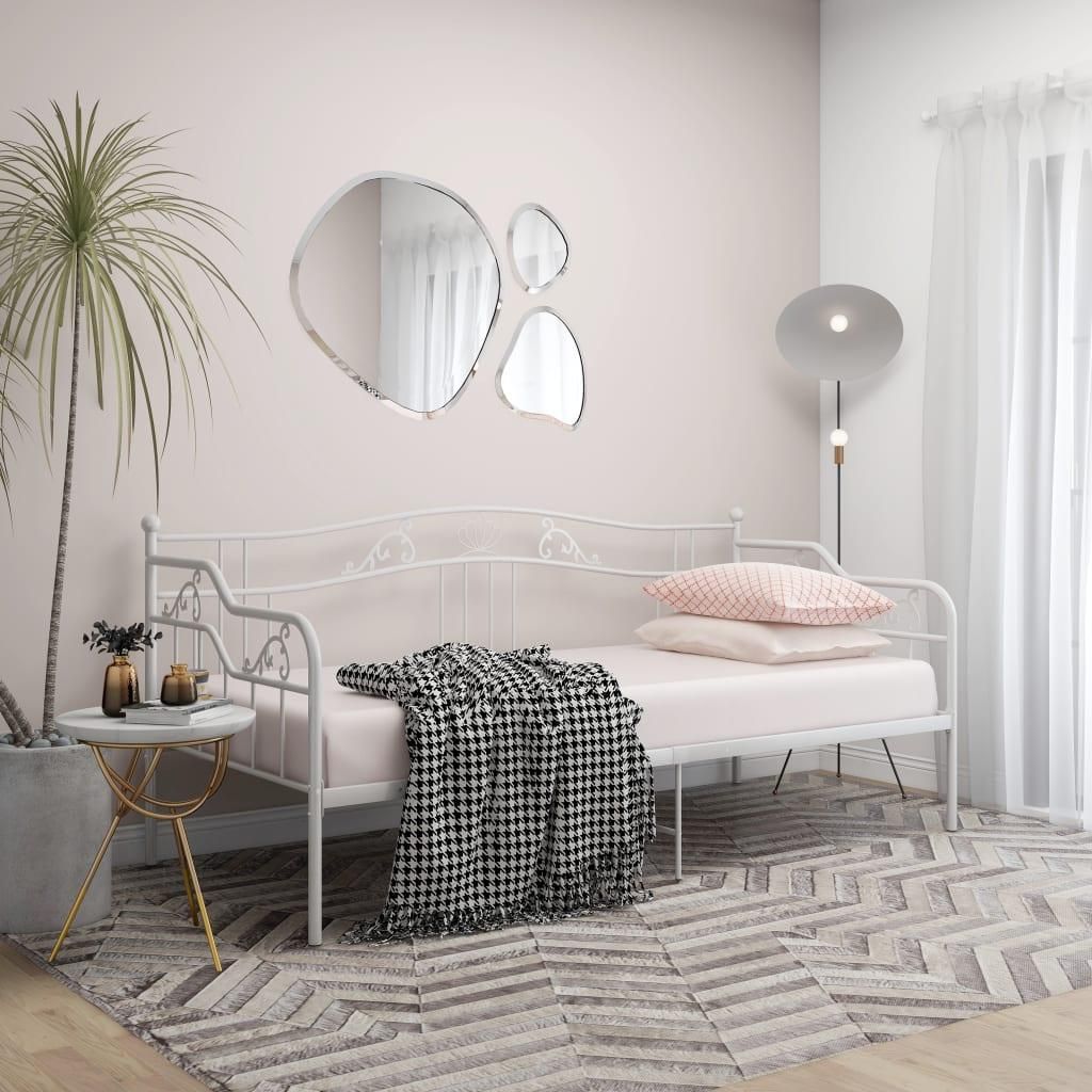 vidaXL Sofa Bed Frame without Mattress White Metal 90x200 cm, Color: White