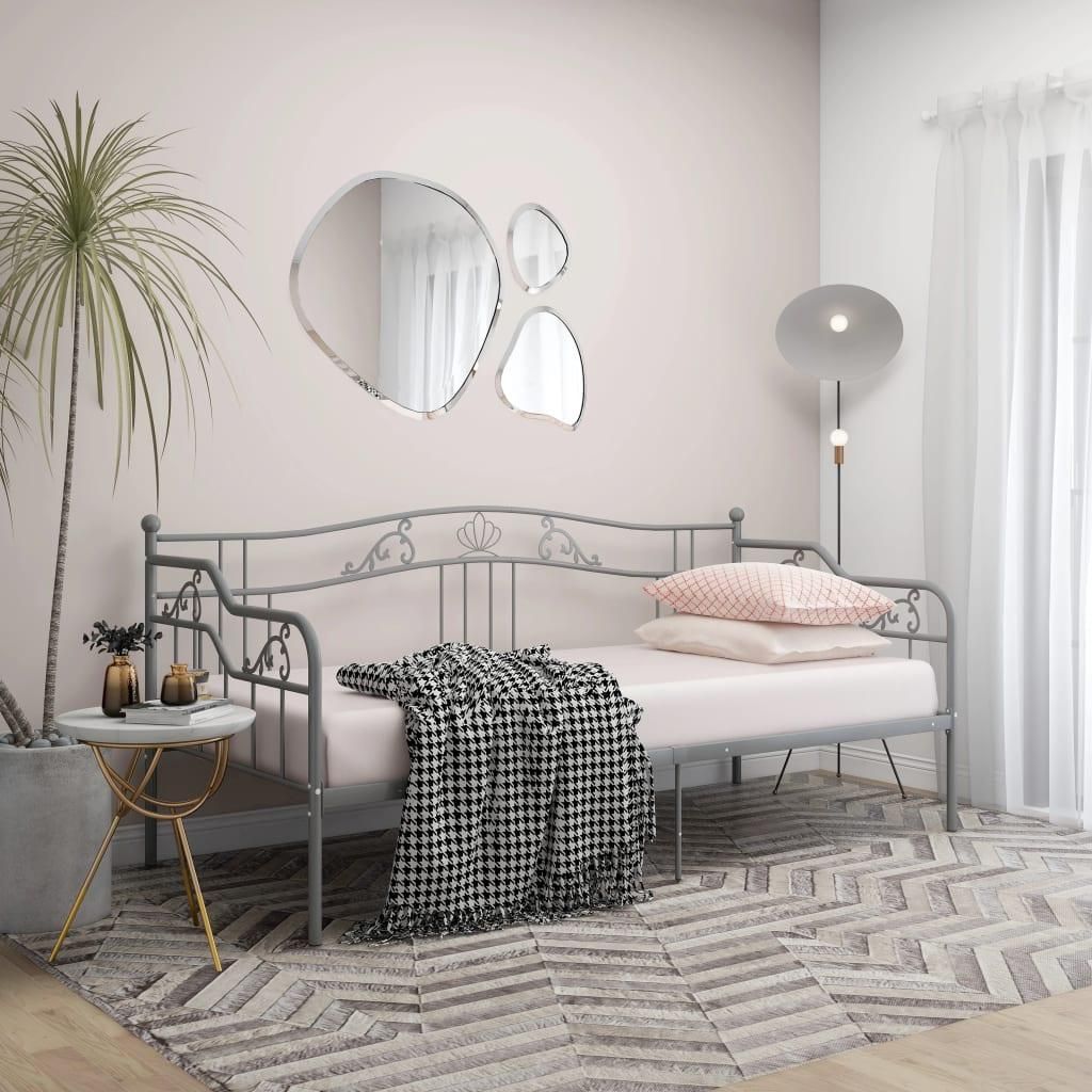 vidaXL Sofa Bed Frame without Mattress Grey Metal 90x200 cm, Color: Grey