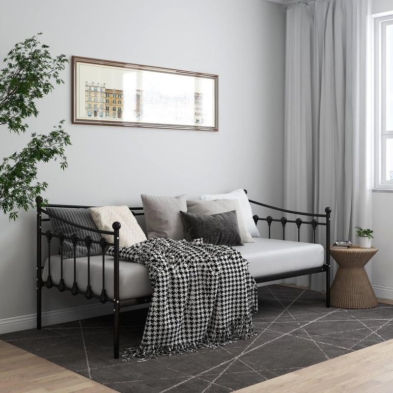 vidaXL Sofa Bed Frame without Mattress Black Metal 90x200 cm
