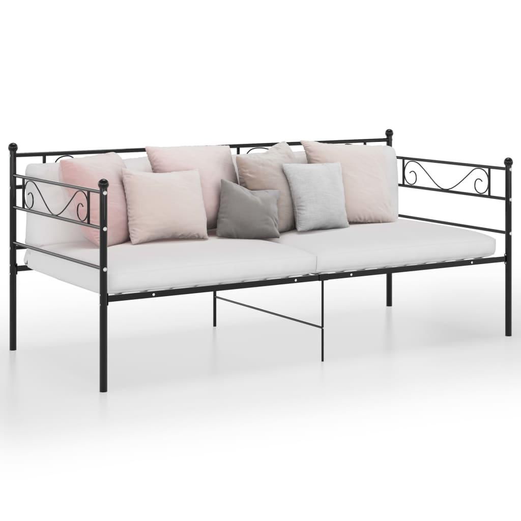 vidaXL Sofa Bed Frame without Mattress Black Metal 90x200 cm, Color: Black