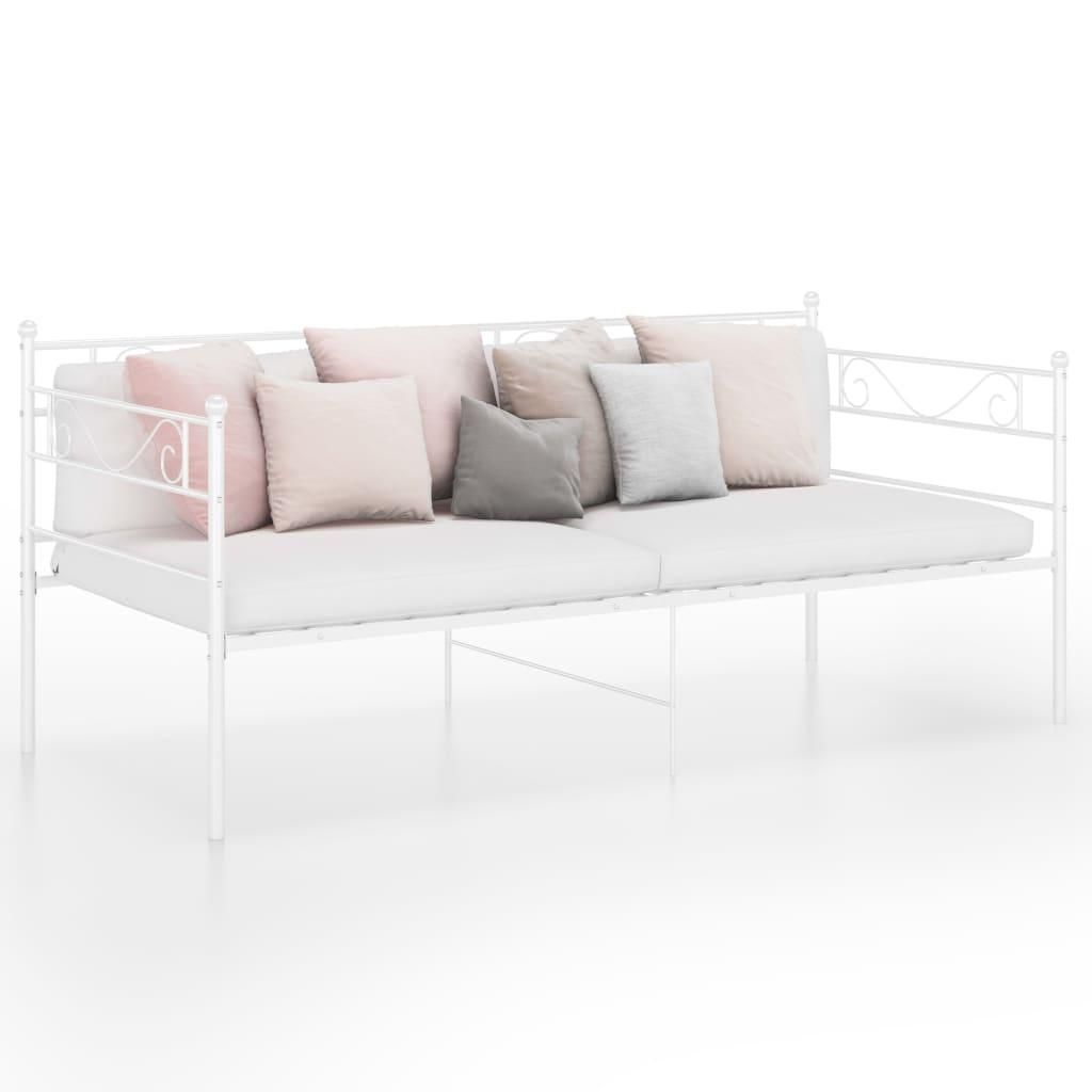 vidaXL Sofa Bed Frame without Mattress White Metal 90x200 cm, Color: White