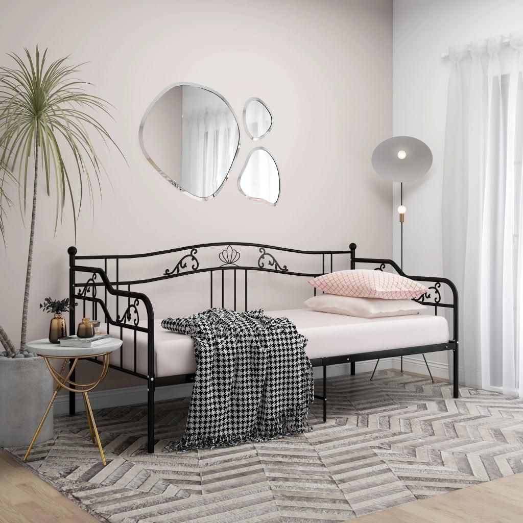 vidaXL Sofa Bed Frame without Mattress Black Metal 90x200 cm, Color: Black