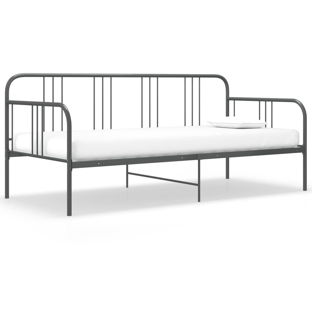 vidaXL Sofa Bed Frame without Mattress Grey Metal 90x200 cm, Color: Grey