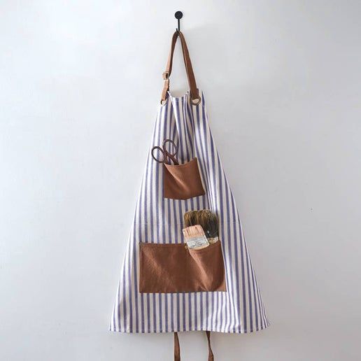 Blue Striped Canvas Utility Apron