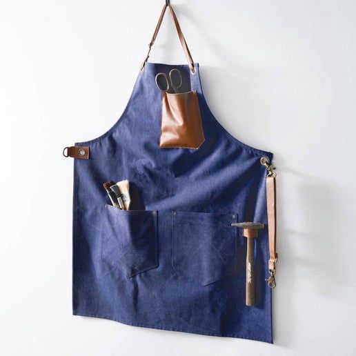 Navy Canvas/Leather Utility Apron