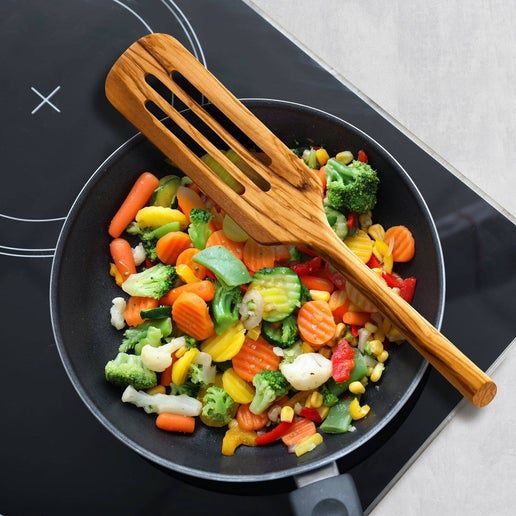 Olive Wood Slotted Spurtle, Safe for Nonstick