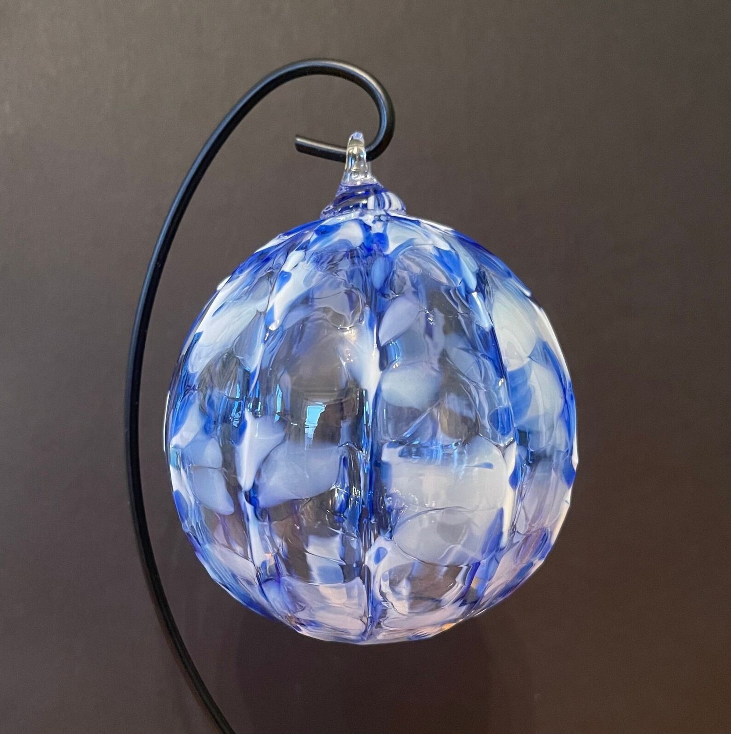 Hand Crafted Blown Glass Ornament - Blue Mix