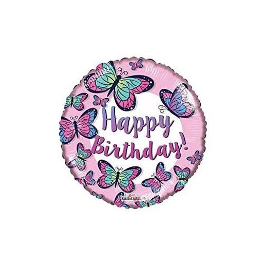 Convergram 18" Butterflies Happy Birthday Party Decoration Supply Mylar Foil Helium Balloon