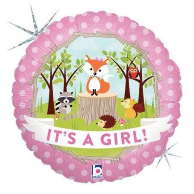 Woodland Baby Girl Foil Balloon