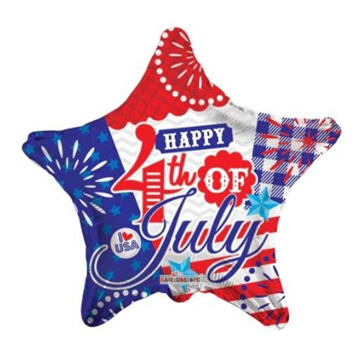 Happy 4th of July I Love USA Star Foil Balloons 18"
