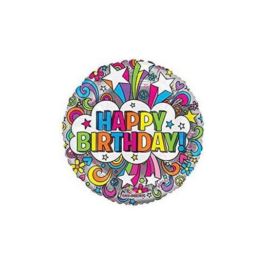 Happy Birthday Peace Stars Unicorns 18&#39;&#39; Mylar Balloon Rainbow
