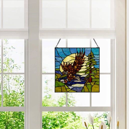 Bald Eagle Stained Glass Window Panel