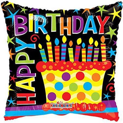 Happy Birthday Cake Foil Mylar Balloon , 18"