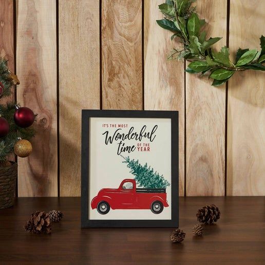 It&#39;s The Most Wonderful Time Truck Framed Wall Hanging Sign 12x10 - VHC