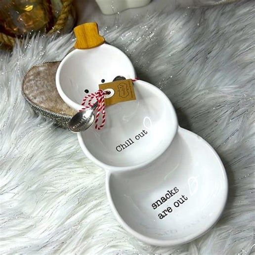 Snowman Triple Bowl