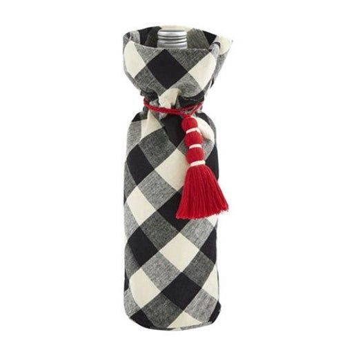 Black Check Wine Bag