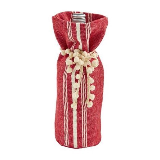 Red Striped Wine Bag