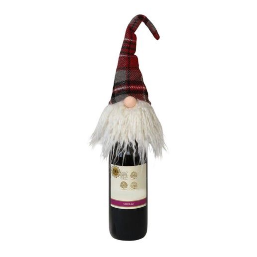Plush Red Plaid Santa Santa Gnome Bottle Topper - Bright Ideas
