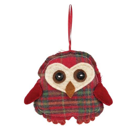 Red Plaid Owl Ornament - Bright Ideas