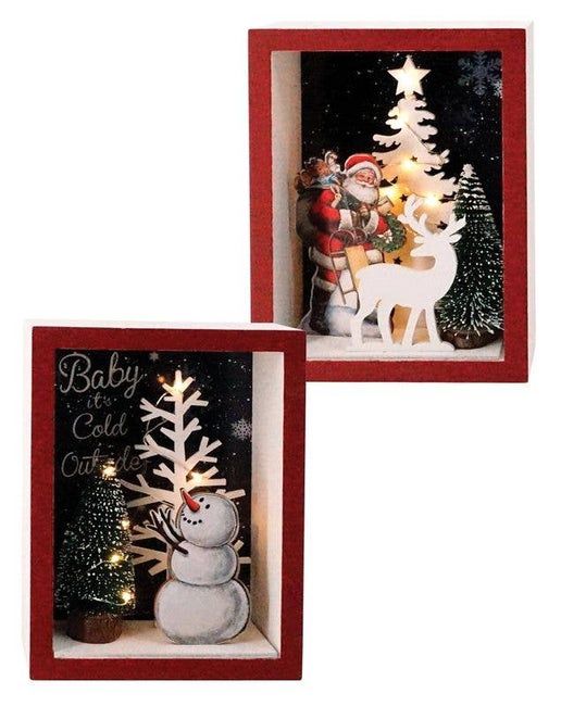 Snowman/santa Oblong Frame W/led Light - Bright Ideas