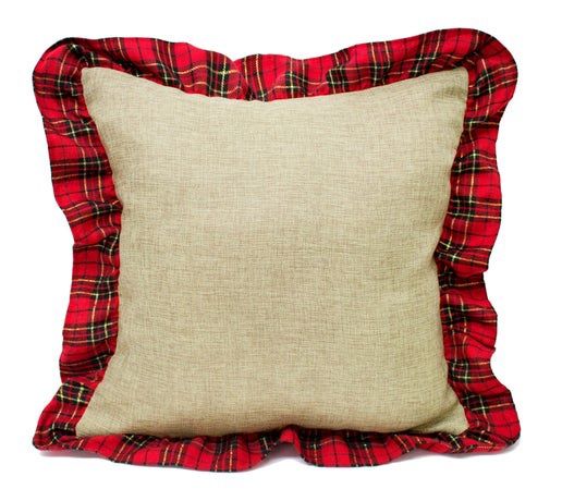 Tartan Plaid Ruffle Trim 17&quot; Decorative Throw Pillow Cover