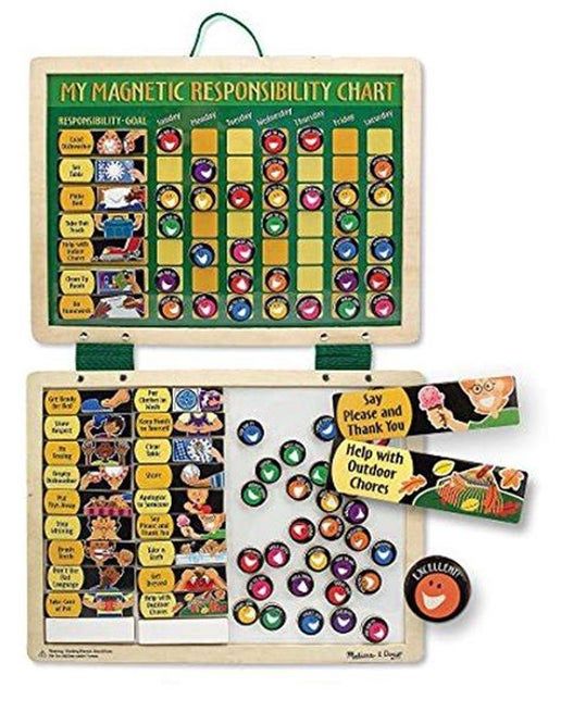 Melissa &amp; Doug Deluxe Wooden Magnetic Responsibility Chart With 90 Magnets